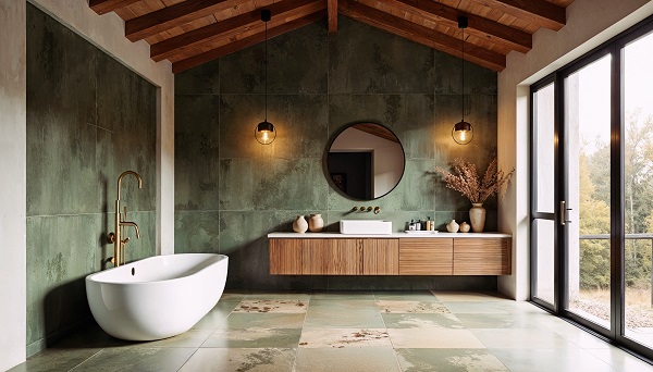 Texture naturali: come portare l’effetto pietra, legno e cemento nel tuo bagno